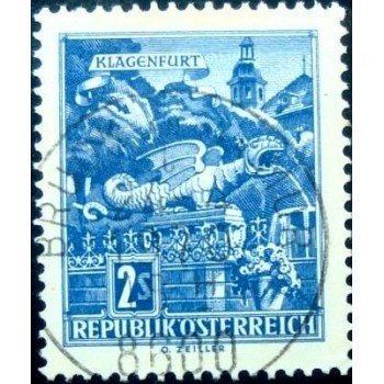 Imagem do selo postal da Áustria de 1968 Wyvern Fountain