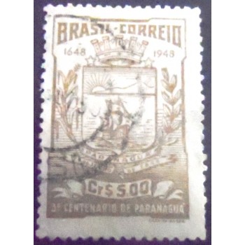 Imagem do selo postal do Brasil de 1948 Tricentenário de Paranaguá U