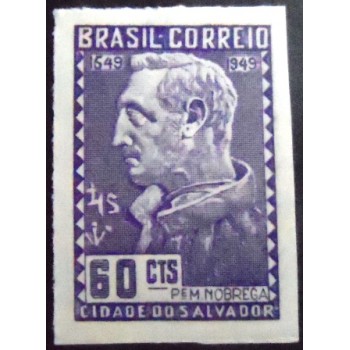 Selo postal do Brasil de 1949 4º Centenário da Bahia M