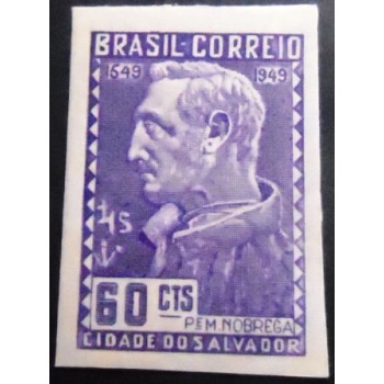 Selo postal do Brasil de 1949 4º Centenário da Bahia N