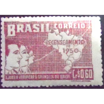 Selo postal do Brasil de 1950 Recenseamento Geral M