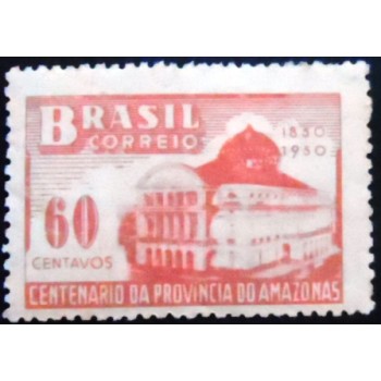 Selo postal do Brasil de 1950 Elevação do Amazonas à Província M