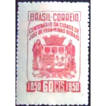 Imagem do selo postal de 1950 Centenário de juiz de Fora M