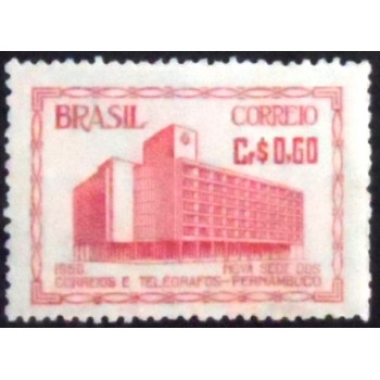 Selo postal do Brasil de 1951 Edifício Correios PE 60 M