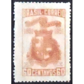 Selo postal de 1951 Centenário de Joinville M