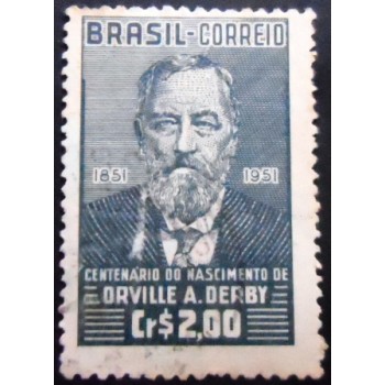 Selo postal de 1951 Orville Adalbert Derby U variane B Lapela branca