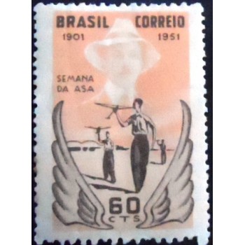 Selo postal do Brasil de 1951 Santos Dumont  M