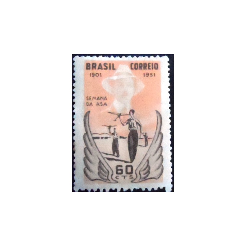 Selo postal do Brasil de 1951 Santos Dumont  N