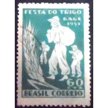 Imagem similar à do selo postal de 1951 Campanha Nacional do Trigo U