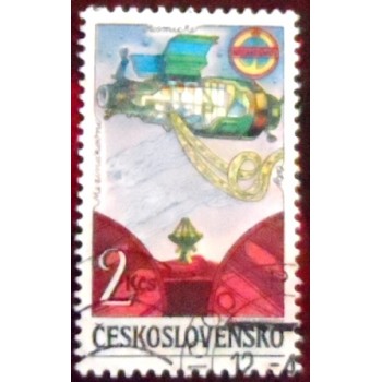 Selo postal da Tchecoslováquia de 1984 Cross-section of Orbital Station