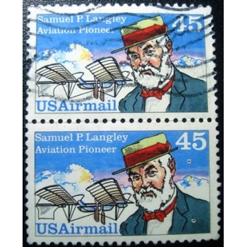 Par de selos dos Estados Unidos de 1988 Samuel P. Langley