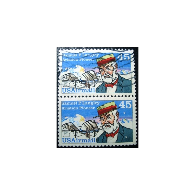 Par de selos dos Estados Unidos de 1988 Samuel P. Langley