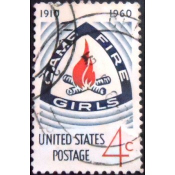 Selo postal dos Estados Unidos de 1960 Camp Fire Girls Emblem