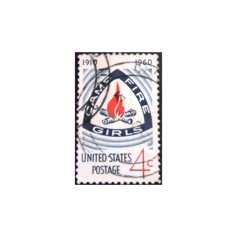 Selo postal dos Estados Unidos de 1960 Camp Fire Girls Emblem