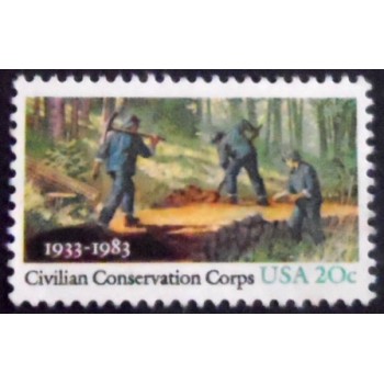 Selo dos Estados Unidos de 1983 Civilian Conservation Corps Making a Road