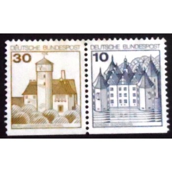 Se-tenante da Alemanha de 1977 Ludwigstein & Glücksburg Castles