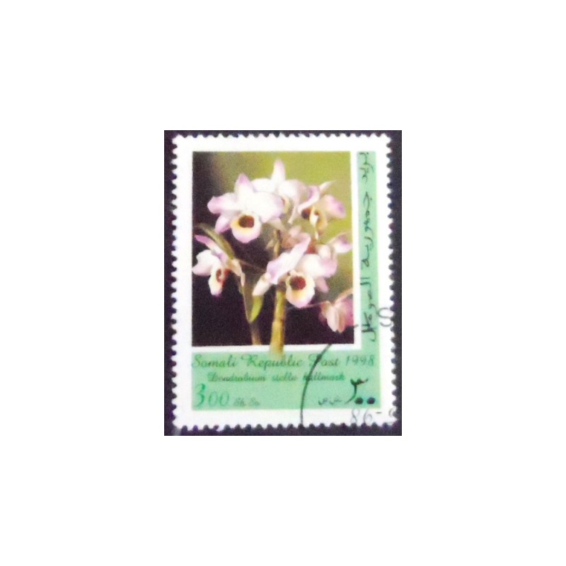 Imagem do selo postal de 1998 Cinderela da Somália Dendrobium stella hallmark