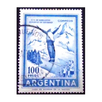 Imagem similar à do selo postal da Argentina de 1961 Winter sports in Bariloche