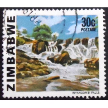 Selo postal do Zimbabwe de 1980 Inyangombi Falls