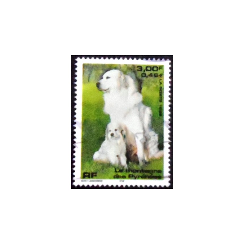 Selo postal da França de 1999 Great Pyrenees Dog