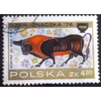 Selo postal da Polônia de 1976 Bull