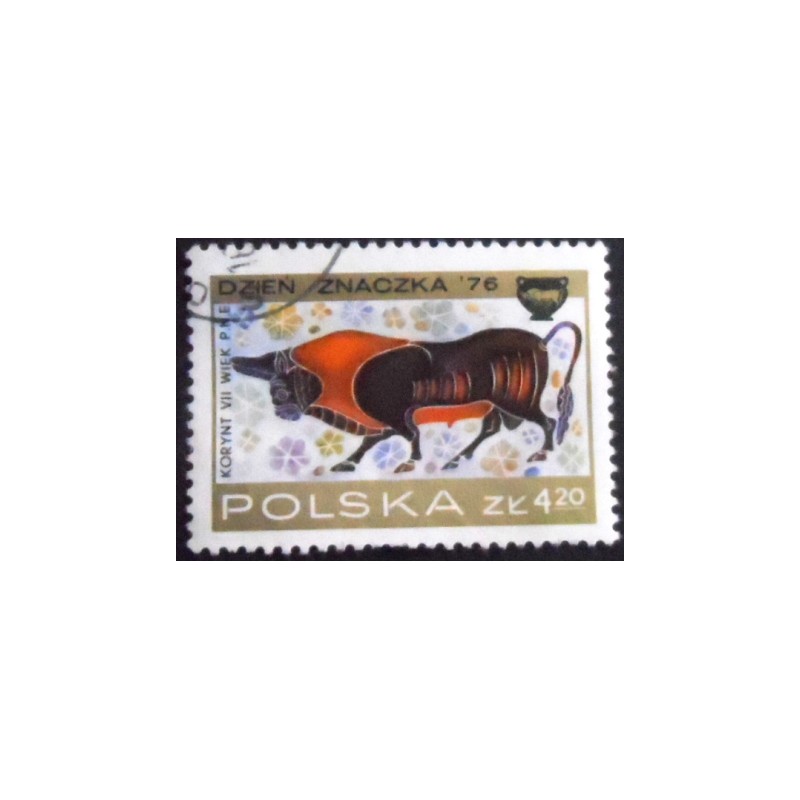 Selo postal da Polônia de 1976 Bull