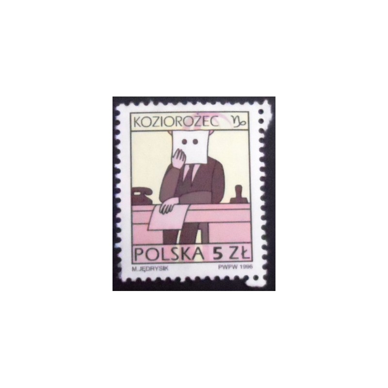 Selo postal da Polônia de 1996 Capricorn N