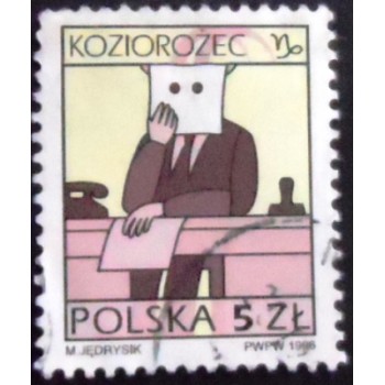 Selo postal da Polônia de 1996 Capricorn U