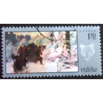 Selo postal da Polônia de 1968 Return from the Bear Hunt
