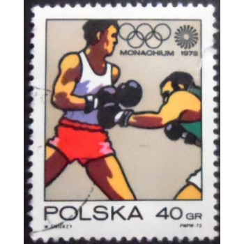 Selo postal da Polônia de 1972 Boxing