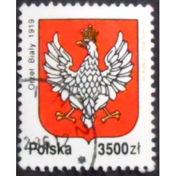 Selo postal da Polônia de 1992 National Emblem of Poland