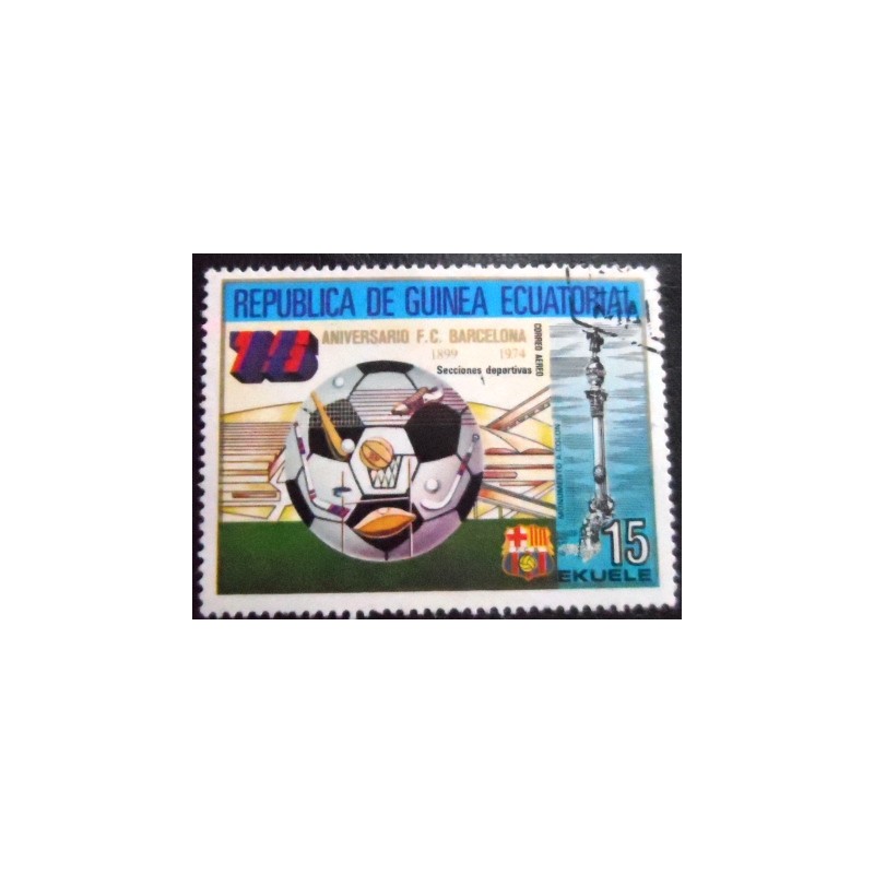 Selo postal da Guiné Equatorial de 1974 Barcelona FC