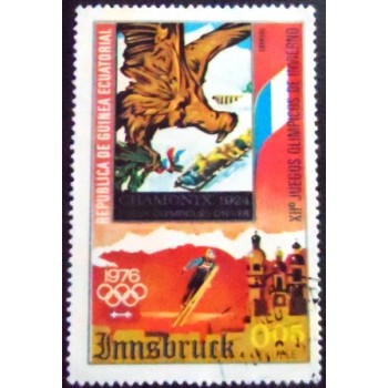 Selo postal da Guiné Equatorial de 1975 Chamonix 1924