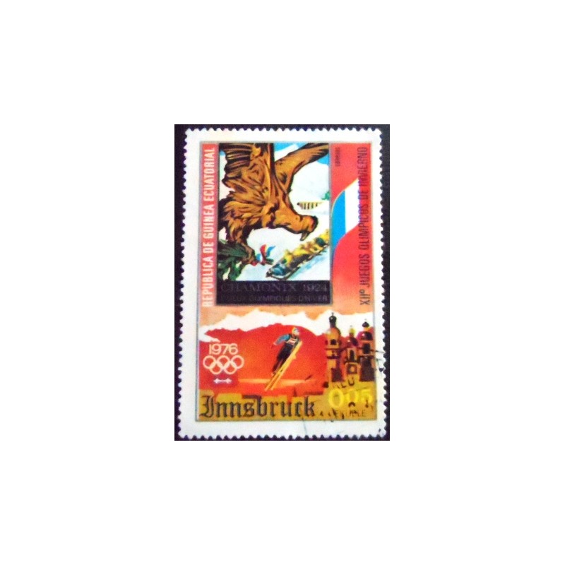 Selo postal da Guiné Equatorial de 1975 Chamonix 1924