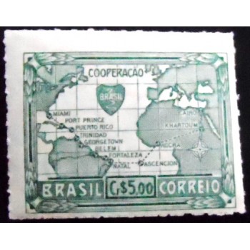 Imagem do selo postal do Brasil de 1945 Cooperação M