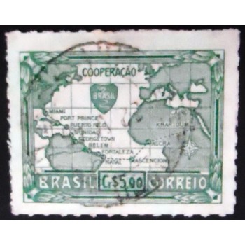 Imagem do selo postal do Brasil de 1945 Cooperação U