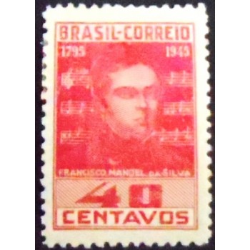 Selo postal do Brasil de 1945 Francisco Manoel da Silva N