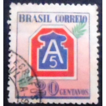 Selo postal do Brasil de 1945 Emblema V Exército EUA NCC