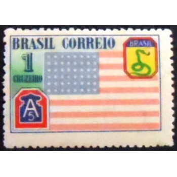 Selo postal do Brasil de 1945 Bandeira Americana M