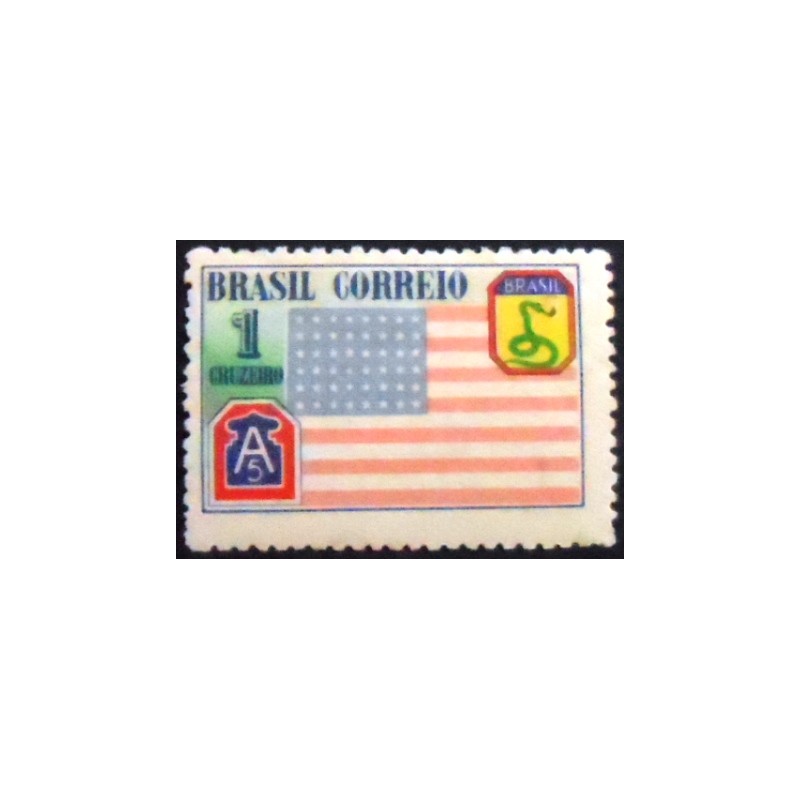 Selo postal do Brasil de 1945 Bandeira Americana M