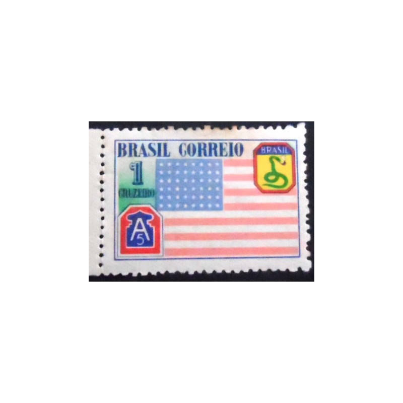 Selo postal do Brasil de 1945 Bandeira Americana N