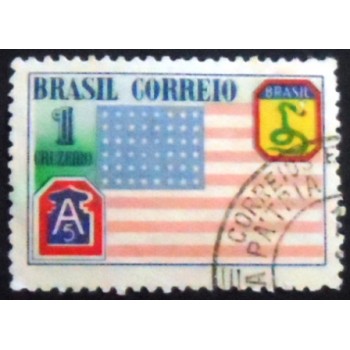 Selo postal do Brasil de 1945 Bandeira Americana N