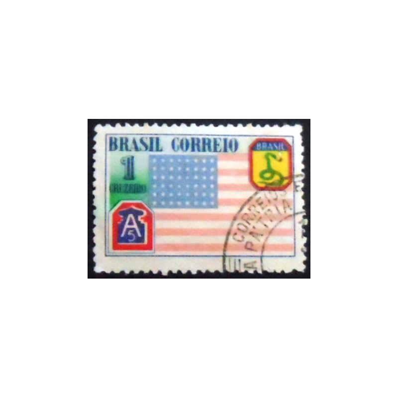 Selo postal do Brasil de 1945 Bandeira Americana N