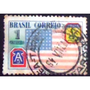 Imagem similar à do selo postal do Brasil de 1945 Bandeira Americana U