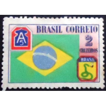 Selo postal do Brasil de 1945 Bandeira Brasileira N