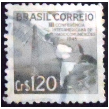 Imagem similar à do selo postal do Brasil de 1945 Radiocomunicações U