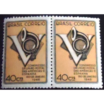 Par de selos postais do Brasil de 1946 Congresso UPAE