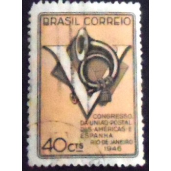 Selo postal do Brasil de 1946 Congresso UPAE U