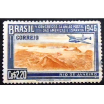 Imagem similar à do selo postal do Brasil de 1946 5º Congresso da UPAE 2,20 U