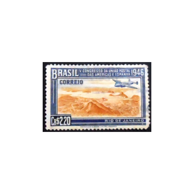 Imagem similar à do selo postal do Brasil de 1946 5º Congresso da UPAE 2,20 U